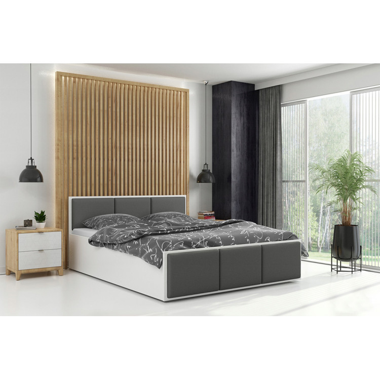 Čalúnená posteľ PANAMA XT 140x200cm výklopná biela - grafitová